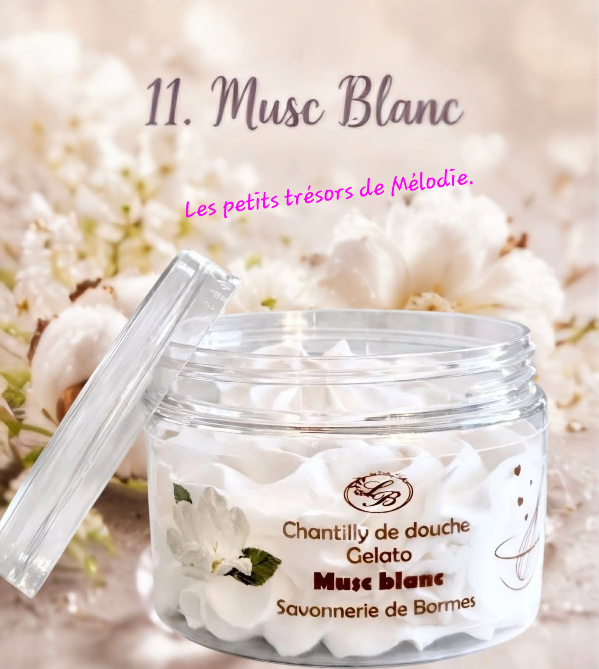Chantilly de douche artisanale senteur Musc Blanc.
