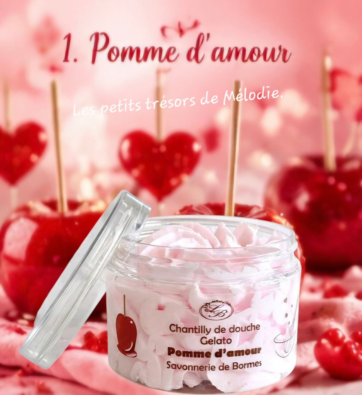 Chantilly de douche artisanale senteur Pomme d’amour.