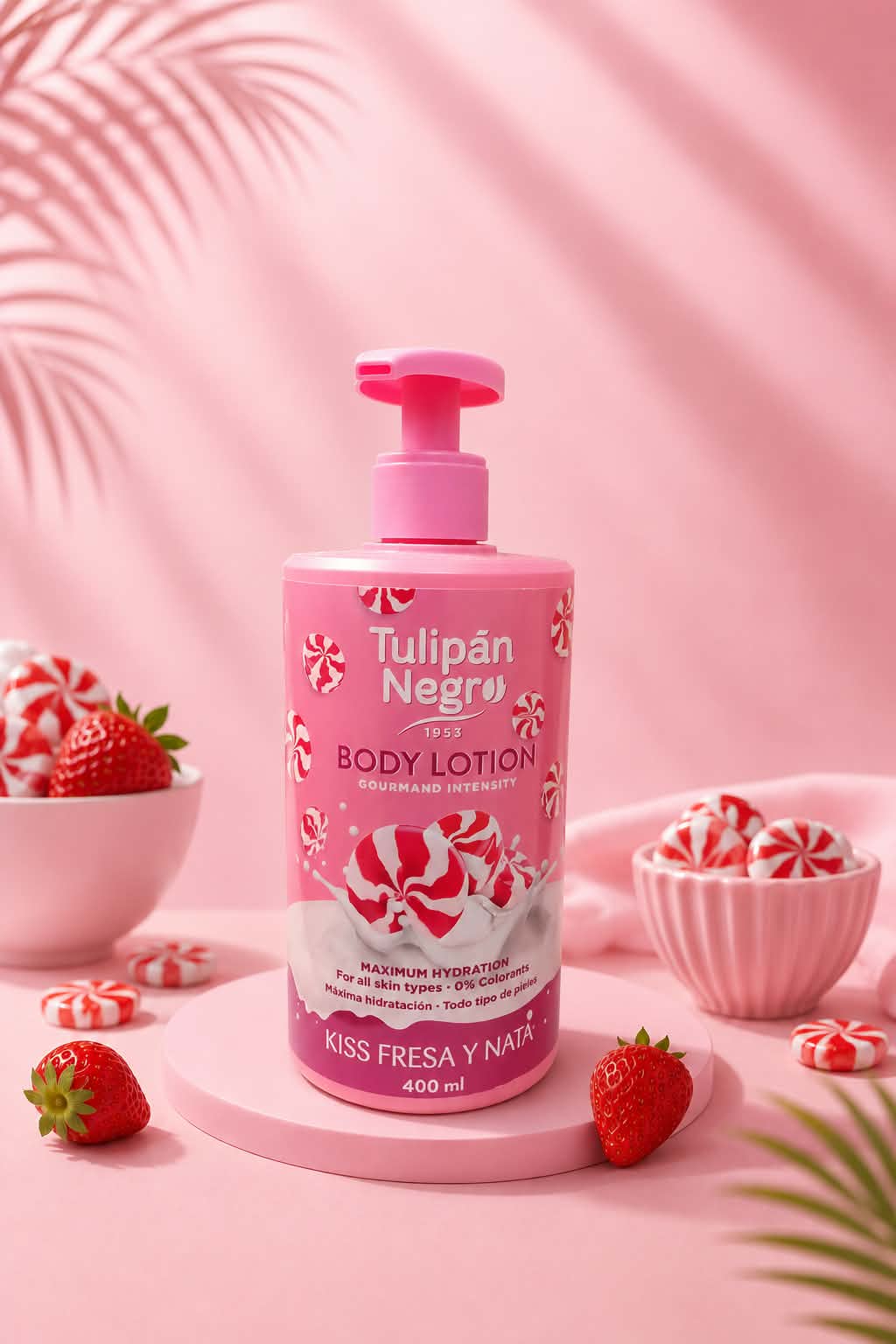 Lait Corporel "Kiss Fresa y Nata" – Tulipán Negro (400 ml)